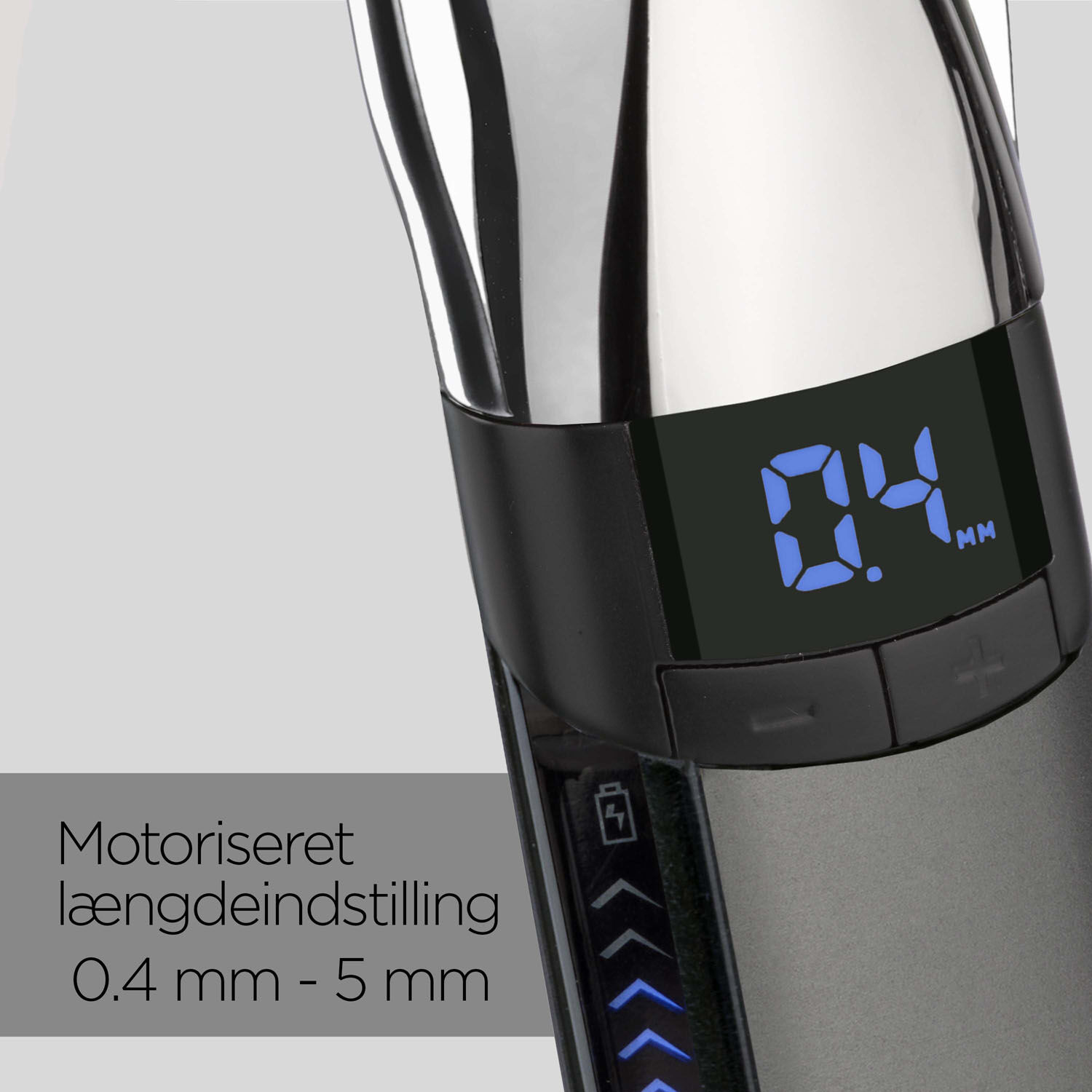 Motoriseret l&aelig;ngdeindstilling
 0.4 mm - 5 mm